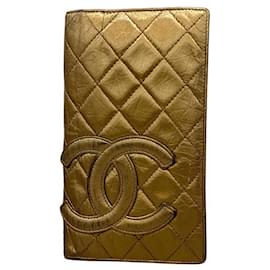 Chanel-Chanel Long Wallet in Bronze Leather-Bronze