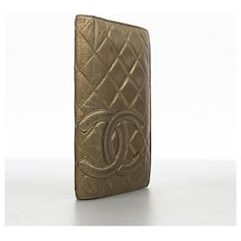Chanel-Chanel Long Wallet in Bronze Leather-Bronze