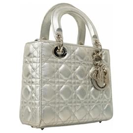 Christian Dior-Christian Dior Cannage Lady Handbag-Silvery