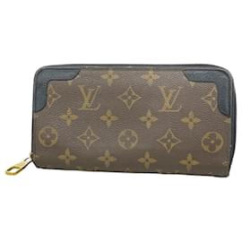Louis Vuitton-Louis Vuitton Long Wallet Monogram Retiro Zippy M61855-Brown,Black