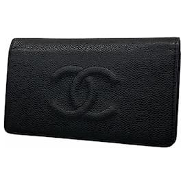 Chanel-Chanel Long Wallet in Black Grained Calfskin-Black