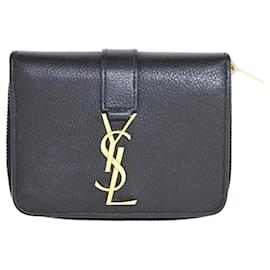 Yves Saint Laurent-Yves Saint Laurent Bi-Fold Leather Wallet-Black