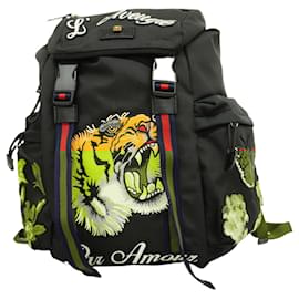 Gucci-Gucci Nylon Backpack with Tiger Bed Design-Black,Multiple colors