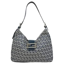 Fendi-Fendi Zucchino Shoulder Bag-Navy blue