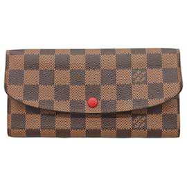 Louis Vuitton-Louis Vuitton Long Wallet Damier Portefeuille Emilie-Red,Damier ebene