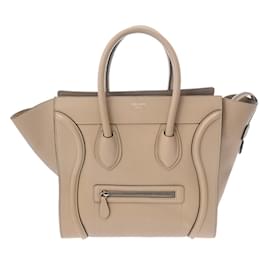 Céline-Celine Luggage Micro Shopper Handbag-Beige