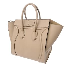 Céline-Celine Luggage Micro Shopper Handbag-Beige