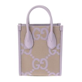 Gucci-Gucci Mini Tote Jumbo GG Beige/Purple-Beige,Purple