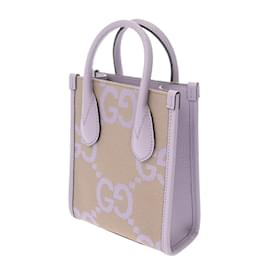 Gucci-Gucci Mini Tote Jumbo GG Beige/Purple-Beige,Purple