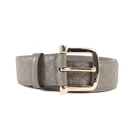 Gucci-Cinto de couro cinza Gucci-Marrom