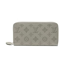 Louis Vuitton-Louis Vuitton Gray Leather Long Wallet-Brown