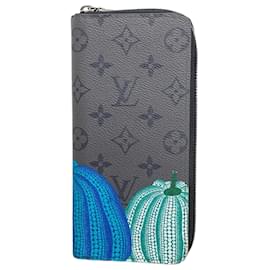 Louis Vuitton-Louis Vuitton Long Wallet Monogram Eclipse Zippy Vertical-Brown,Black