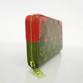 Louis Vuitton-Louis Vuitton Long Wallet Monogram Zippy Retiro M61854-Brown,Fuschia