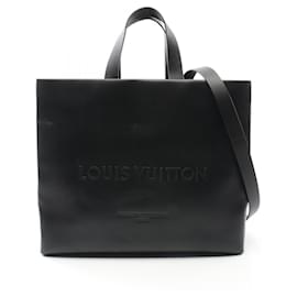 Louis Vuitton-Louis Vuitton Black Leather Tote Bag-Black