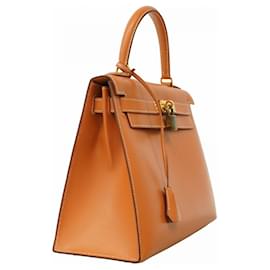 Hermès-Sac à main Hermes Kelly 28 en cuir box veau naturel-Autre