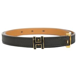 Hermès-Hermes Black Epsom Leather Belt-Black