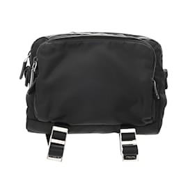 Prada-Prada Black Nylon Shoulder Bag-Black