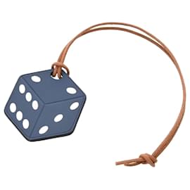 Hermès-Hermes Blue Swift Leather Keyring-Blue