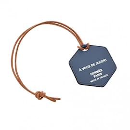 Hermès-Hermes Blue Swift Leather Keyring-Blue