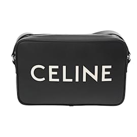 Céline-Celine Black Leather Shoulder Bag-Black