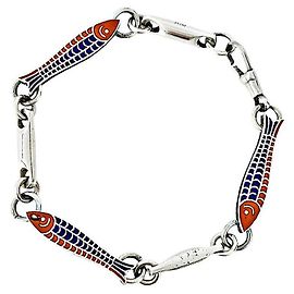 Authentic Vintage Gucci Rare Sterling Silver Fish Link Bracelet Silver hardware