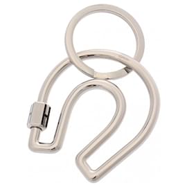 Hermès-Hermes Silver Metal Keyring-Silvery