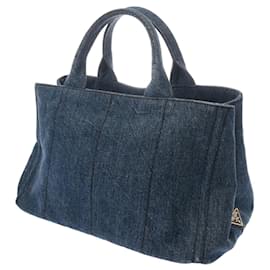 Prada-Prada Canapa Denim Handbag-Blue