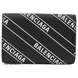 Balenciaga-Portefeuille compact à trois volets Balenciaga-Noir,Blanc