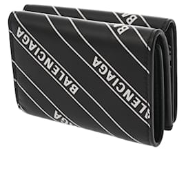 Balenciaga-Portefeuille compact à trois volets Balenciaga-Noir,Blanc