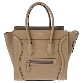 Céline-Celine Luggage Micro Shopper Handbag-Beige