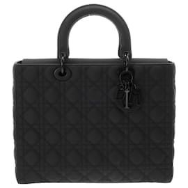 Christian Dior-Christian Dior Lady Dior Large Black Handbag-Black
