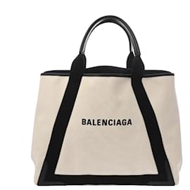 Balenciaga-Sac à main Balenciaga Navy Cabas M-Noir,Blanc