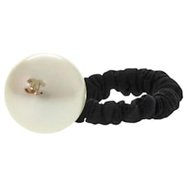 Elastico per capelli Chanel Coco Mark Nero Bianco D'oro