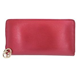 Gucci Heart Interlocking Leather Long Wallet Red
