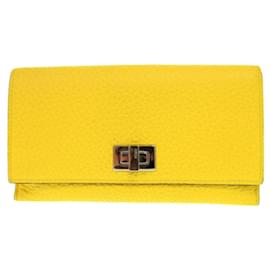 Fendi-Fendi Peekaboo Yellow Leather Long Wallet-Yellow