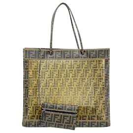 Fendi-Fendi Brown Zucca Mesh Tote Bag-Brown