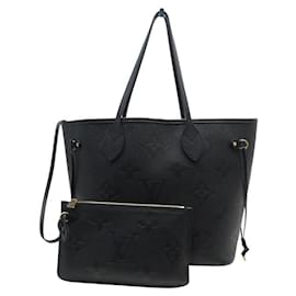 Louis Vuitton-NEW LOUIS VUITTON NEVERFULL MM MONOGRAM EMPREINTE LEATHER HANDBAG-Black