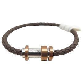NEUF BRACELET MONTBLANC M61026 CUIR TRESSE MARRON 19CM BROWN LEATHER BANGLE Marron