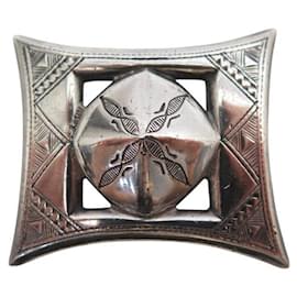 Hermès-BOUCLE DE CEINTURE HERMES TOUAREG 32MM EN ARGENT MASSIF 925 SILVER BUCKLE BELT-Argenté