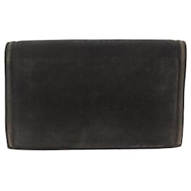 Hermès-VINTAGE SAC POCHETTE A MAIN HERMES PAN EN VEAU DOBLIS FERMOIR EN VERMEIL CLUTCH-Marron