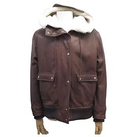 GIACCA CON CAPPUCCIO CHRISTIAN DIOR 50 M PELLE DI PECORA ROVESCIATA Marrone