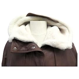 Christian Dior-CHRISTIAN DIOR HOODED JACKET 50 M SHEEPSKIN SHEARLING COAT-Brown