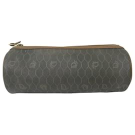 Christian Dior-VINTAGE CHRISTIAN DIOR HONEYCOMB CANVAS POUCH CLUTCH-Brown