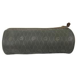 Christian Dior-VINTAGE CHRISTIAN DIOR HONEYCOMB CANVAS POUCH CLUTCH-Brown