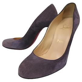 Christian Louboutin-CHRISTIAN LOUBOUTIN FIFI PUMPS 37 IN PURPLE SUEDE DEER SHOES-Purple