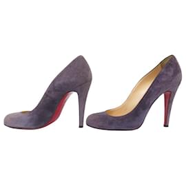 Christian Louboutin-CHAUSSURES CHRISTIAN LOUBOUTIN ESCARPINS FIFI 37 EN DAIM VIOLET DEER SHOES-Violet