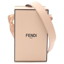 Fendi-Fendi Leather Box Shoulder Bag Pink-Pink