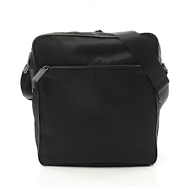 Prada-Prada Nylon Saffiano Leather Shoulder Bag-Black