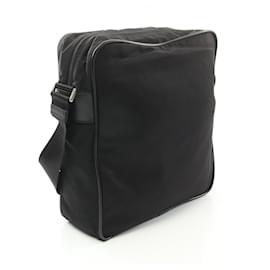 Prada-Prada Nylon Saffiano Leather Shoulder Bag-Black