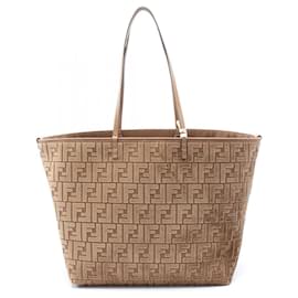 Fendi-Fendi Jacquard Velvet Large Roll Tote Bag-Brown